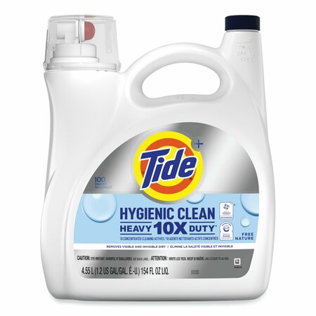 TIDE Hygienic Clean Heavy 10x Duty Liquid Laundry Detergent, Unscented, 154 oz Bottle, 4PK 80364154